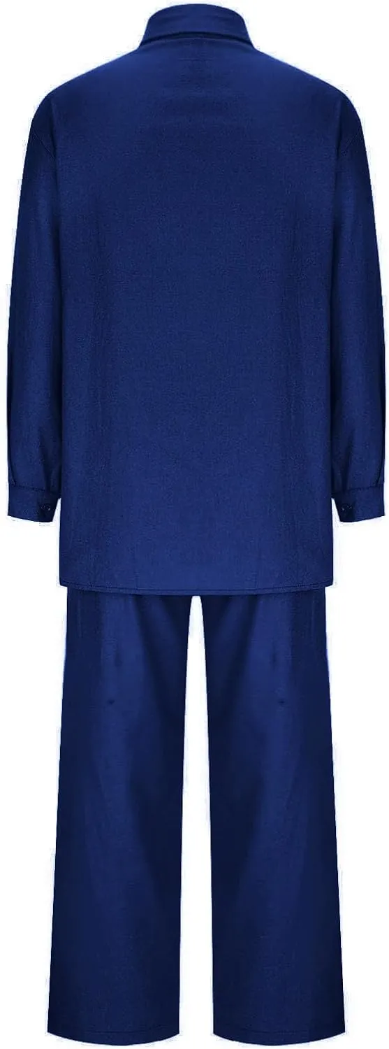 2 Piece Sets for Women Summer Long Sleeve Shirts & Wide Leg Trousers Loose Fit Dressy Cotton Linen Sets Outfits 2025