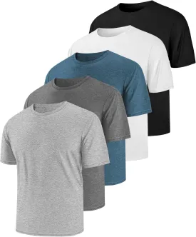 5 Pack T Shirts for Man UPF 50  Short Sleeve Dry Fit Workout T-Shirts Gym Running Activewear Tee Summer Tops