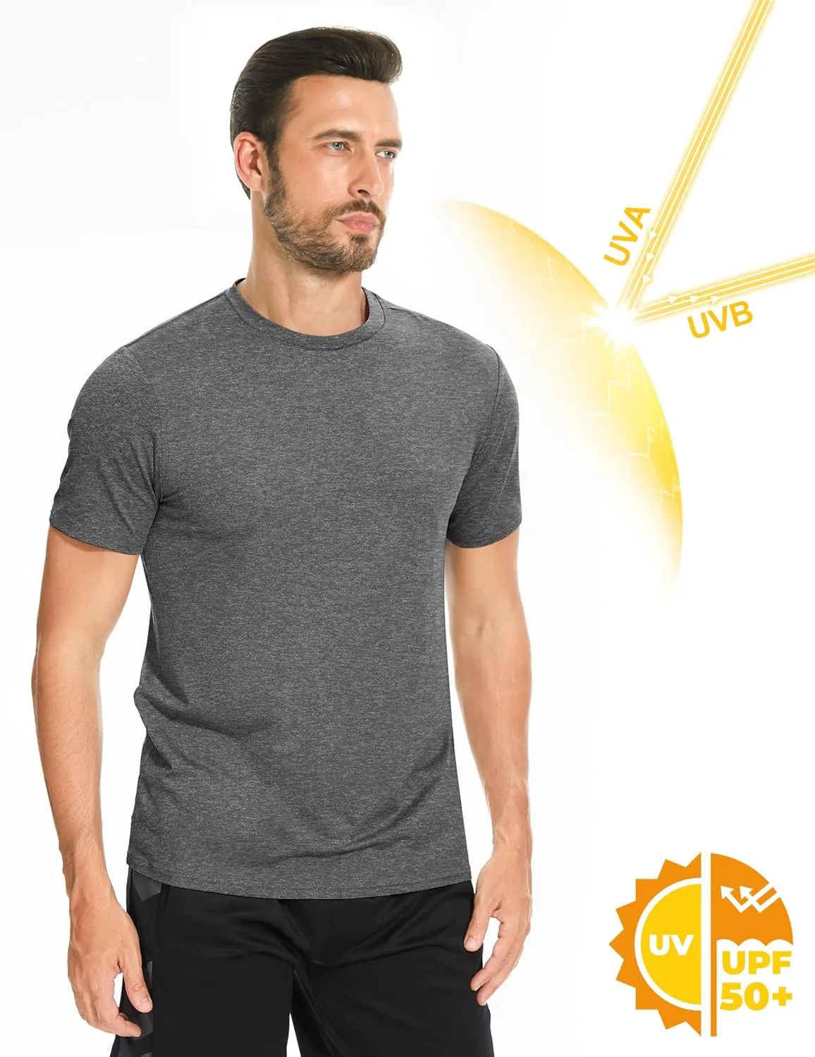 5 Pack T Shirts for Man UPF 50  Short Sleeve Dry Fit Workout T-Shirts Gym Running Activewear Tee Summer Tops