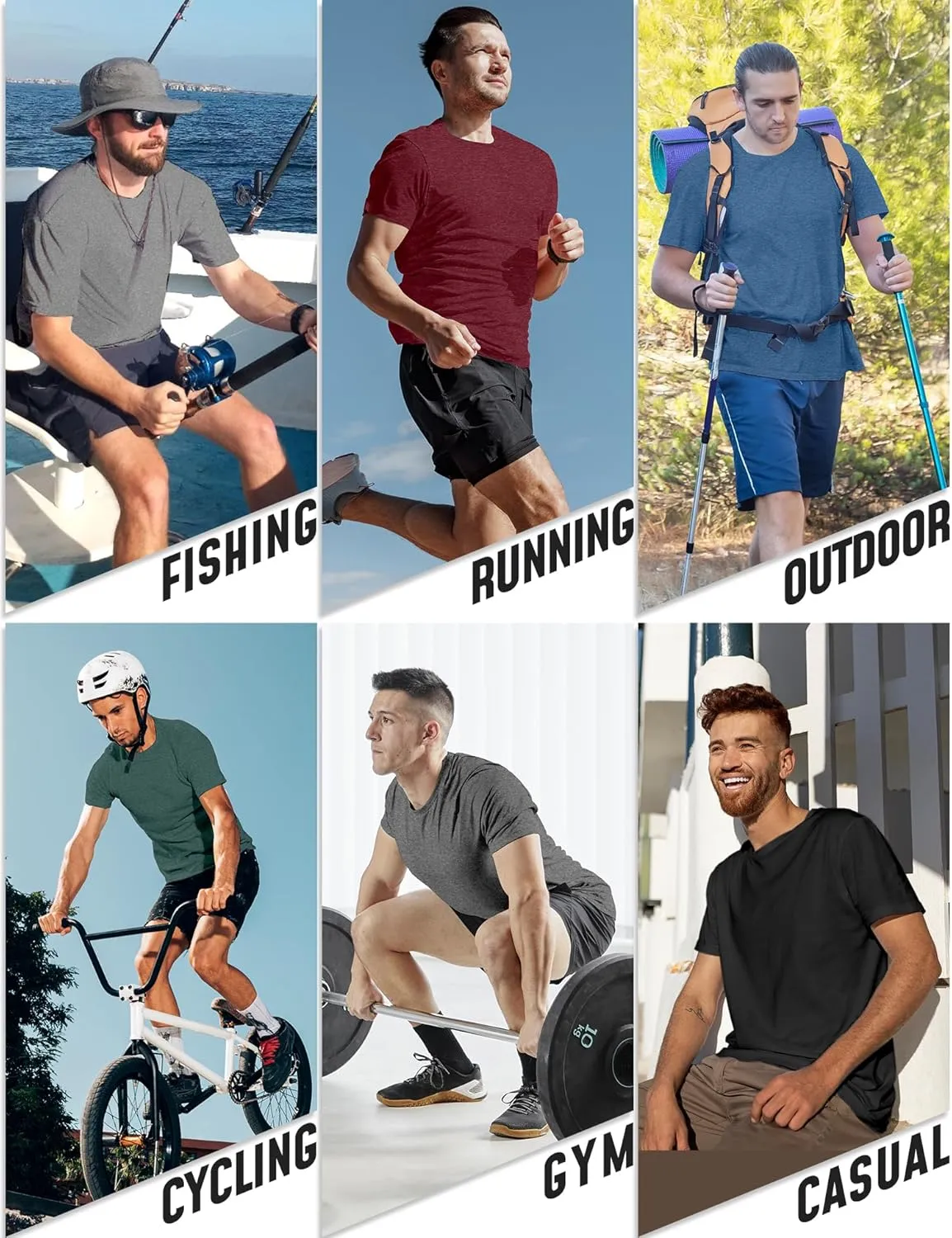 5 Pack T Shirts for Man UPF 50  Short Sleeve Dry Fit Workout T-Shirts Gym Running Activewear Tee Summer Tops