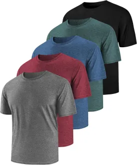 5 Pack T Shirts for Man UPF 50  Short Sleeve Dry Fit Workout T-Shirts Gym Running Activewear Tee Summer Tops