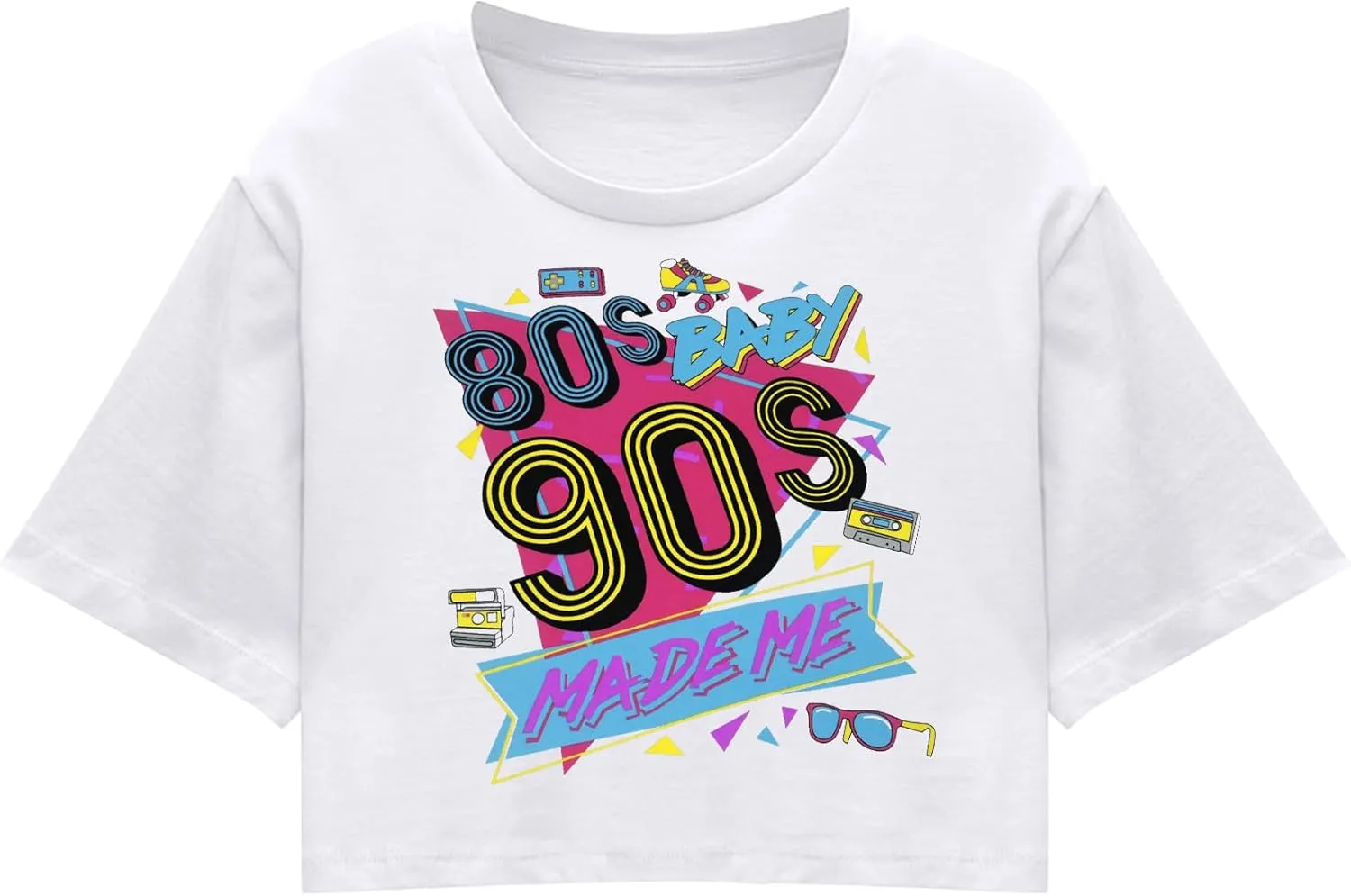 80s Baby 90s Made Me Shirt Womens Vintage 90s Crop Tops 80s Graphic T-Shirt Party Gift Casual Tees