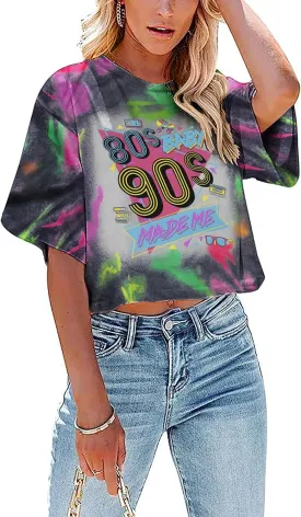 80s Baby 90s Made Me Shirt Womens Vintage 90s Crop Tops 80s Graphic T-Shirt Party Gift Casual Tees
