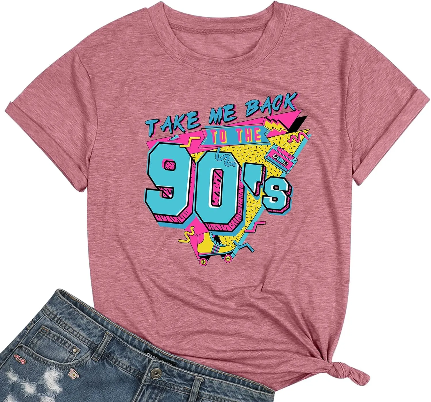 80s Baby 90s Made Me Shirt Womens Vintage Tie Dye 90s Shirts Casual Retro 80's Nostalgia Shirt Tops