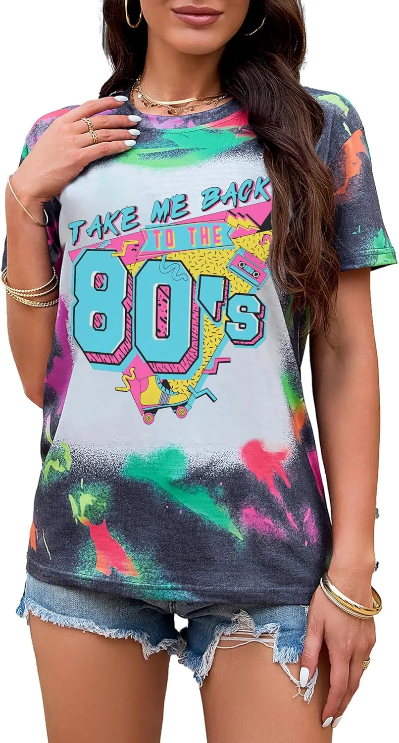 80s Baby 90s Made Me Shirt Womens Vintage Tie Dye 90s Shirts Casual Retro 80's Nostalgia Shirt Tops