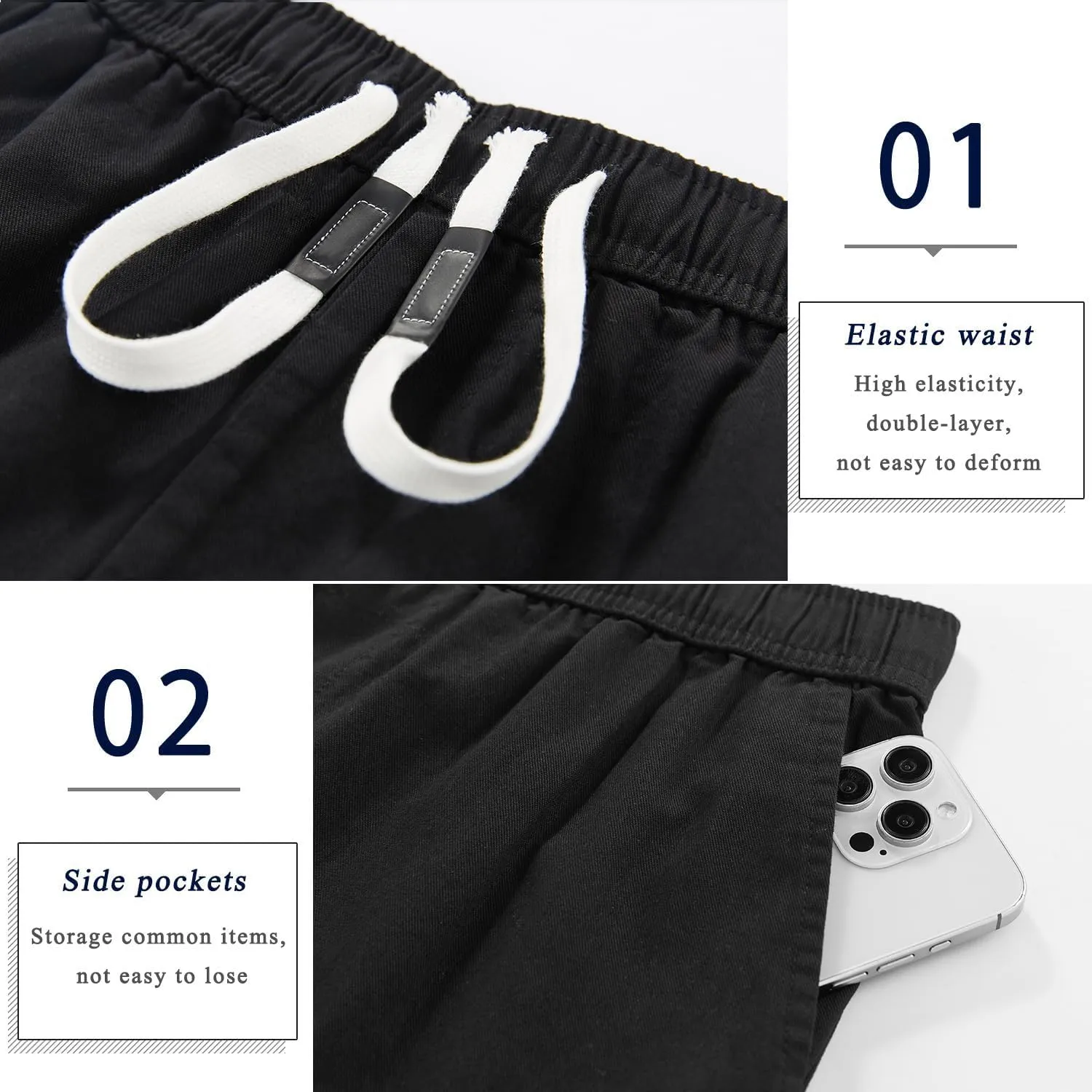 APTRO Men's Cargo Shorts Elastic Waistband Drawstring Summer Casual Cotton Big & Tall Relaxed Fit Work Shorts
