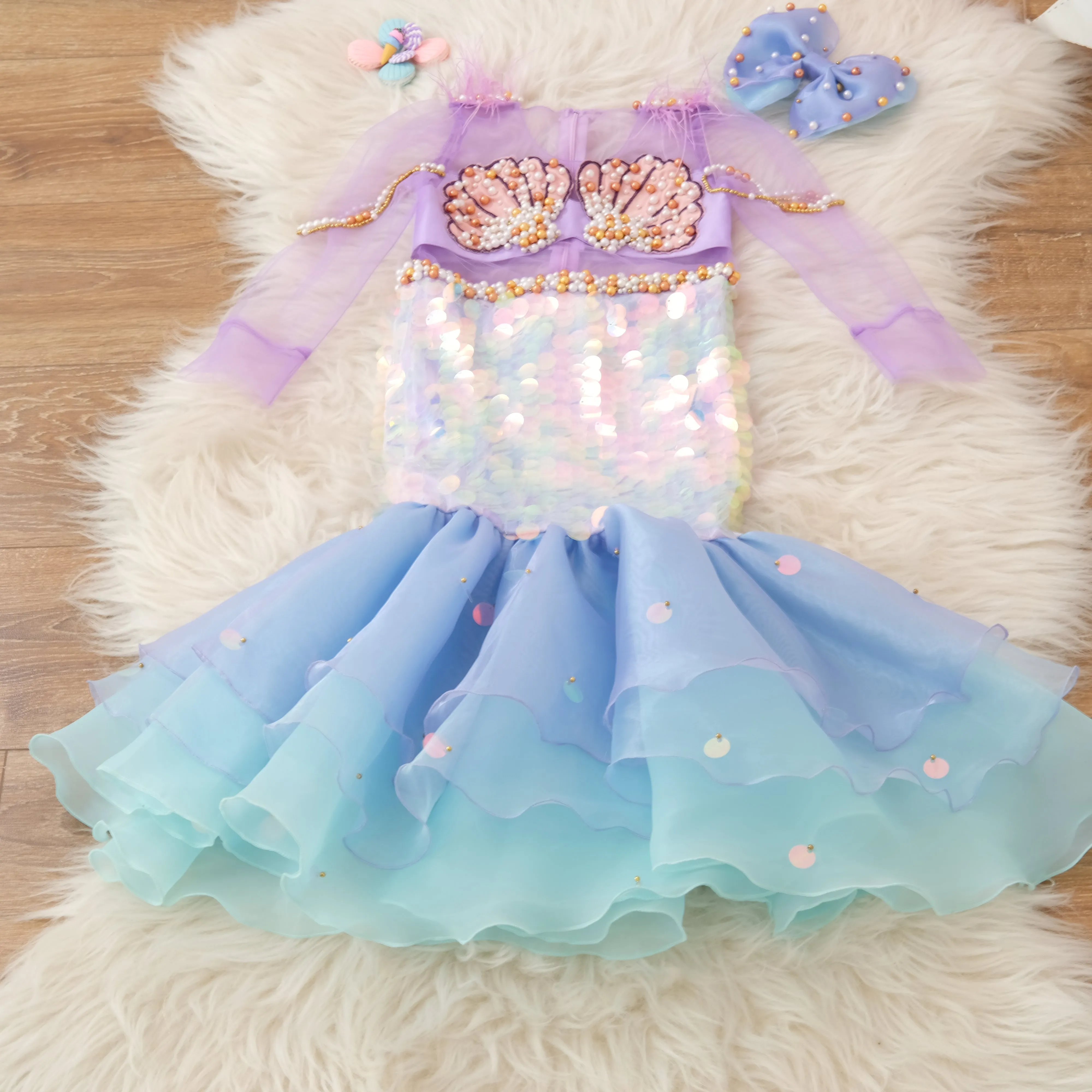 Ariel girl dress organza