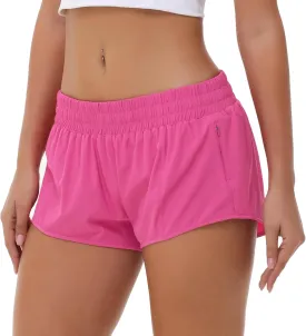 Aurefin Lightweight Athletic Shorts for Women, Quick Dry Running Shorts with Zip Pocket and Liner Womens Gym Workout Shorts