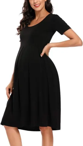 BBHoping Womens Casual Striped Maternity Dress Short Knee Length Pregnancy Clothes for Baby Shower