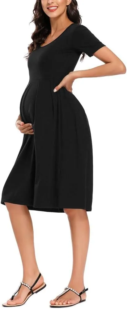 BBHoping Womens Casual Striped Maternity Dress Short Knee Length Pregnancy Clothes for Baby Shower