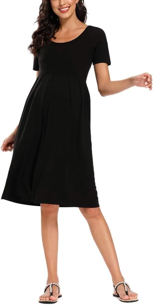 BBHoping Womens Casual Striped Maternity Dress Short Knee Length Pregnancy Clothes for Baby Shower