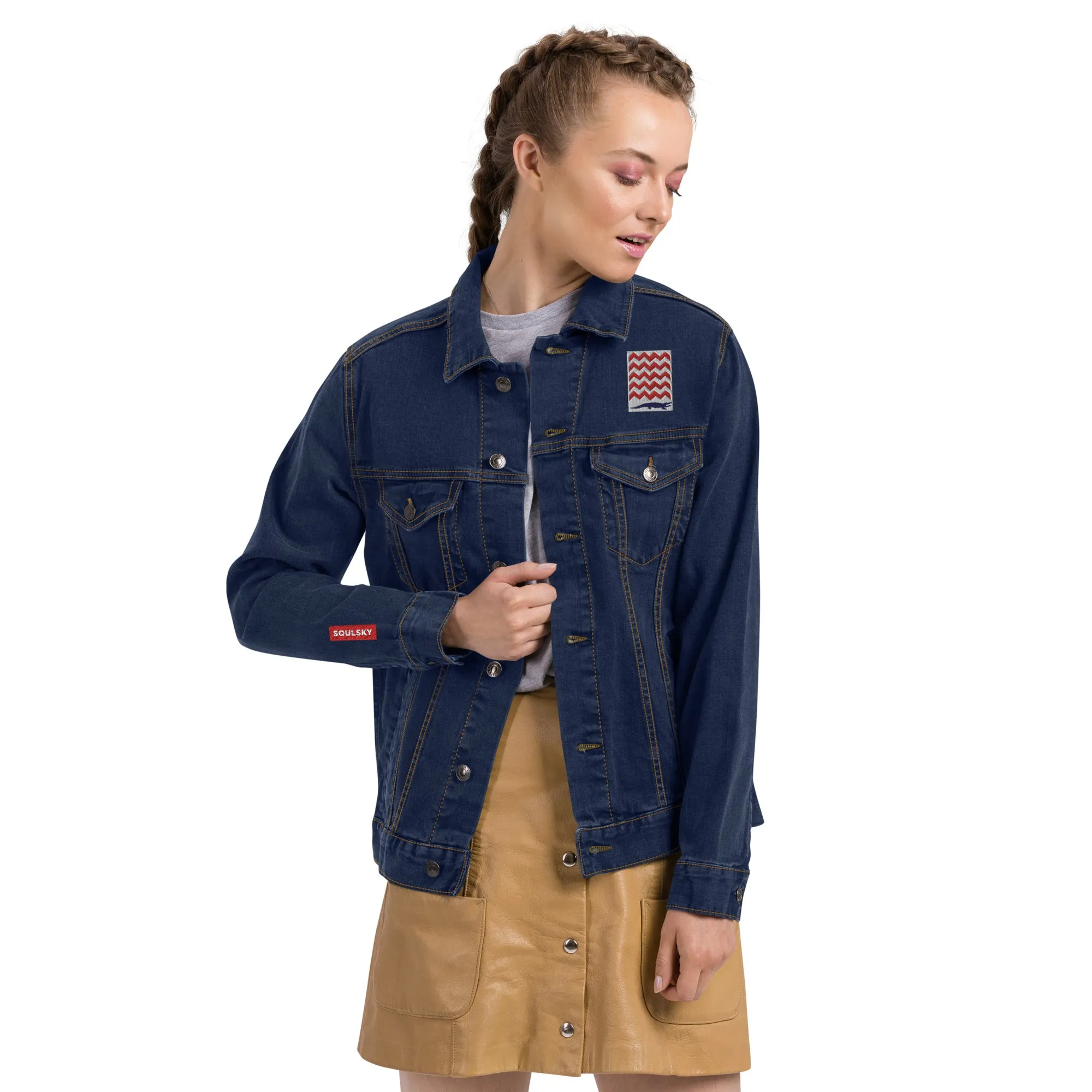 BE PATIENT Unisex Denim Jacket (Blue)