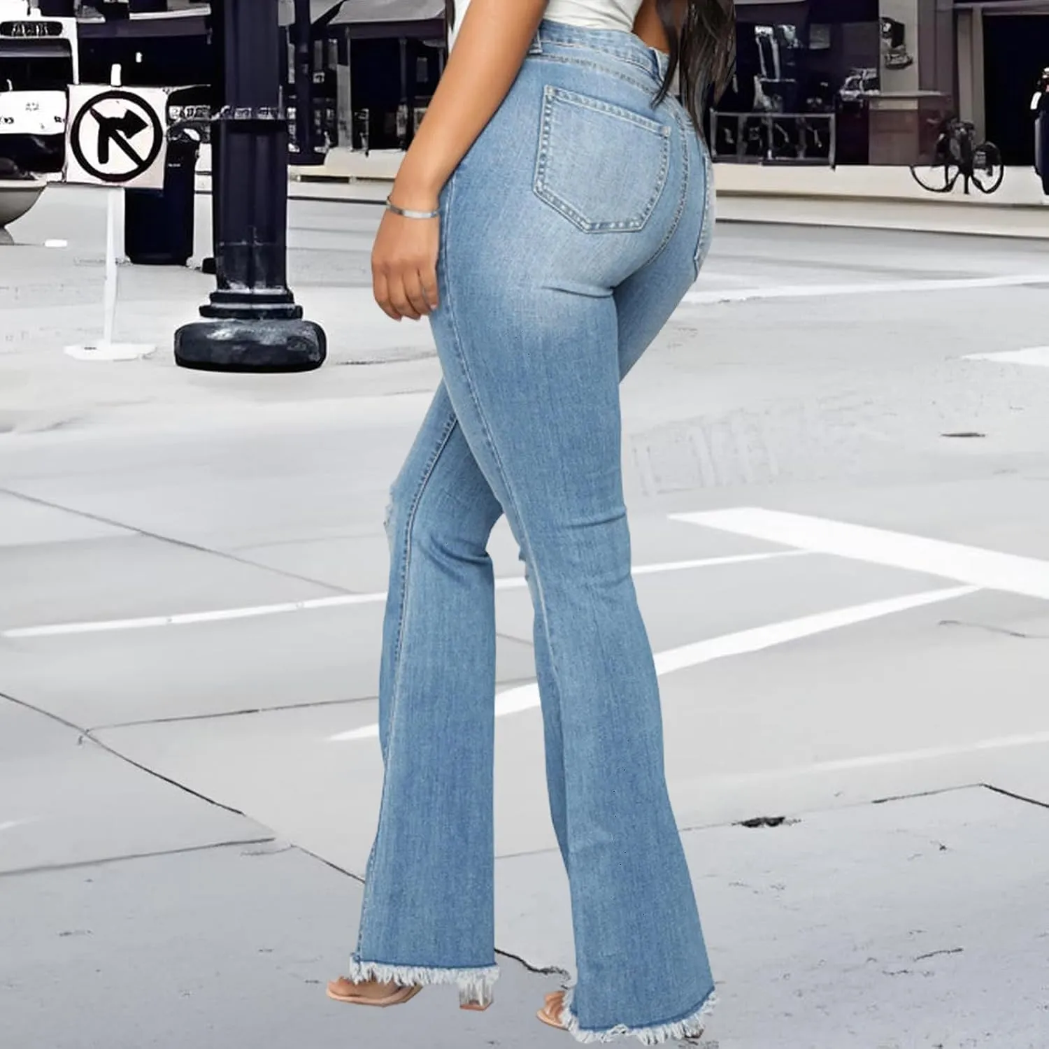 Bell Bottom Jeans for Women Skinny Flared Jeans Elastic High Waisted Vintage 70s Classic Stretchy Wide Leg Denim Pants
