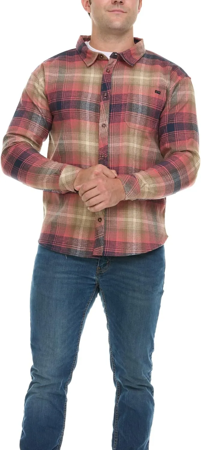Billabong Plaid Flannel Shirt for Men, Big and Tall Button Down Shirts for Men