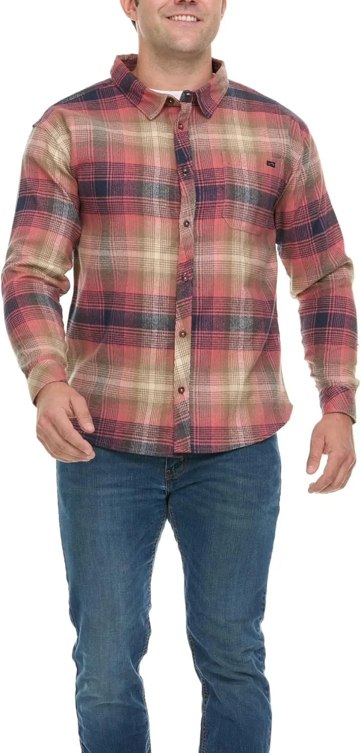 Billabong Plaid Flannel Shirt for Men, Big and Tall Button Down Shirts for Men
