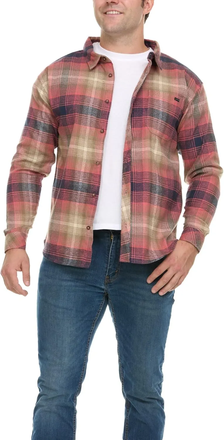 Billabong Plaid Flannel Shirt for Men, Big and Tall Button Down Shirts for Men