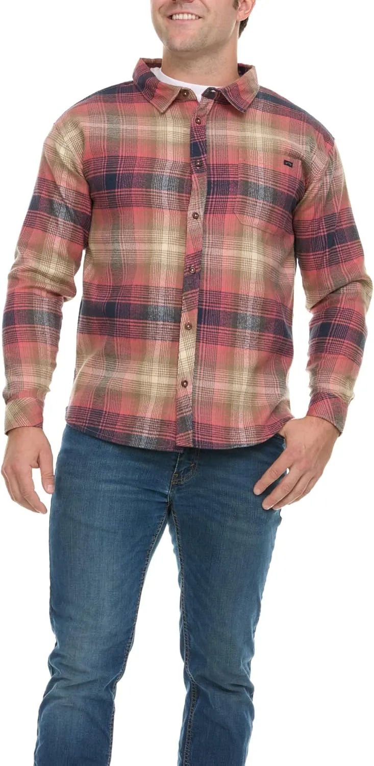 Billabong Plaid Flannel Shirt for Men, Big and Tall Button Down Shirts for Men