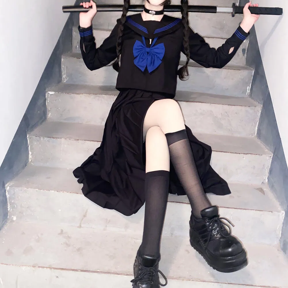 [Black Blue] JK sailor girl school uniform set