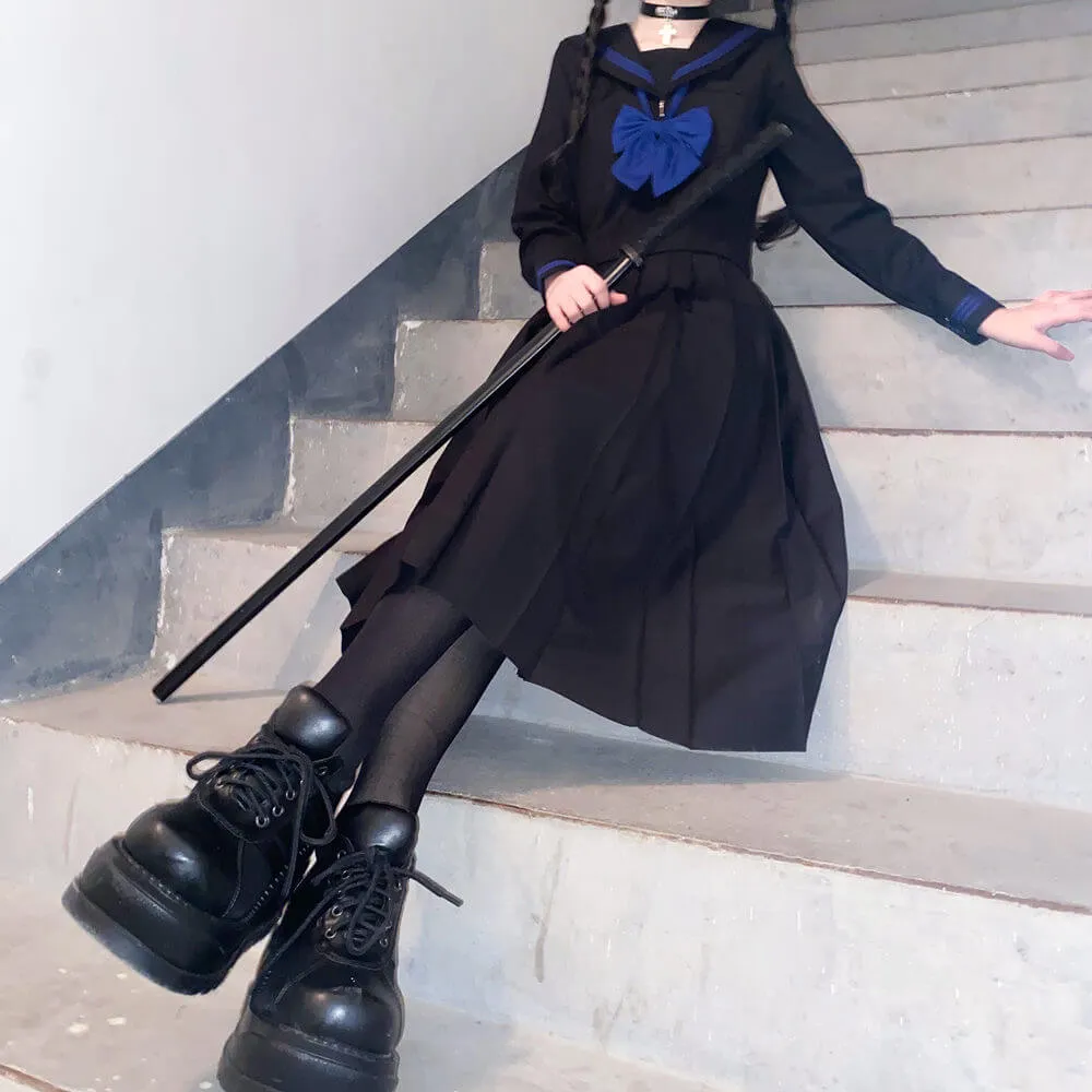 [Black Blue] JK sailor girl school uniform set