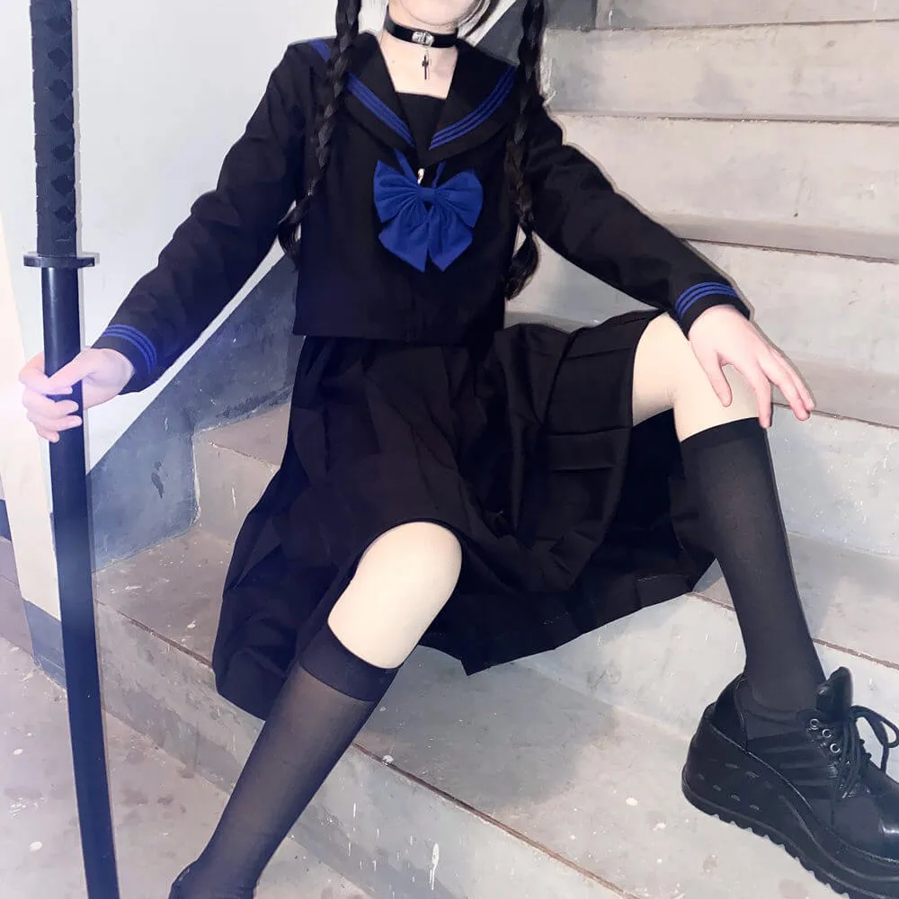 [Black Blue] JK sailor girl school uniform set