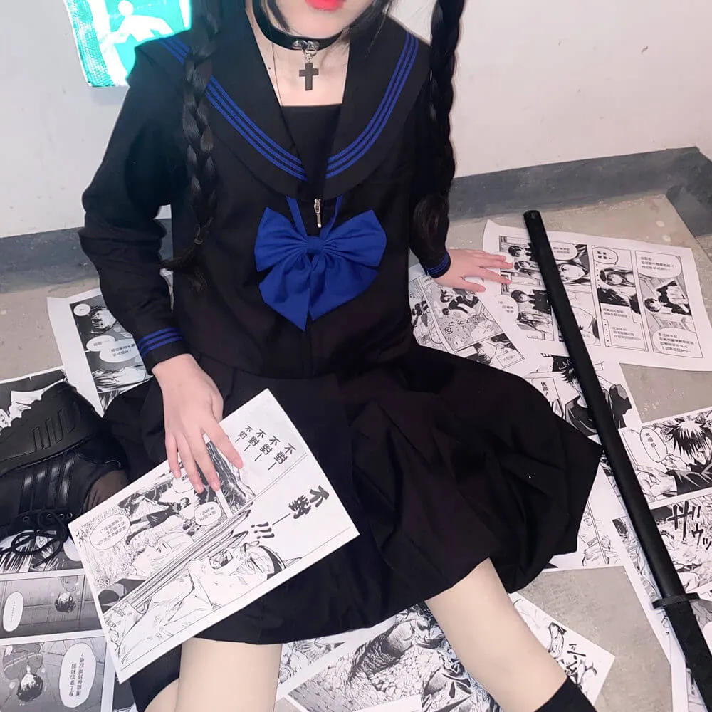 [Black Blue] JK sailor girl school uniform set