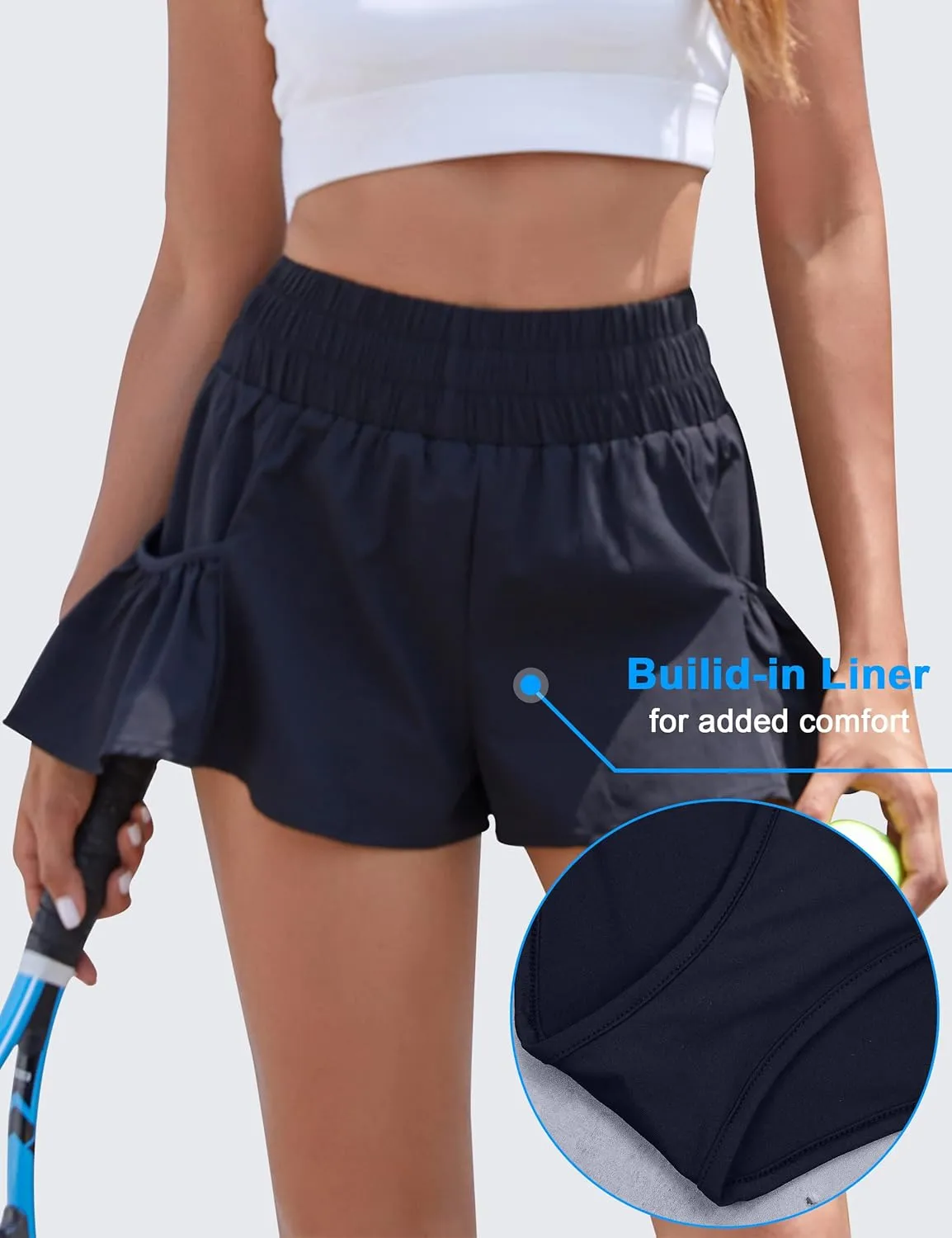 BMJL Womens High Waisted Shorts Athletic Running Shorts Workout Gym Quick Dry Flowy Shorts with Pockets