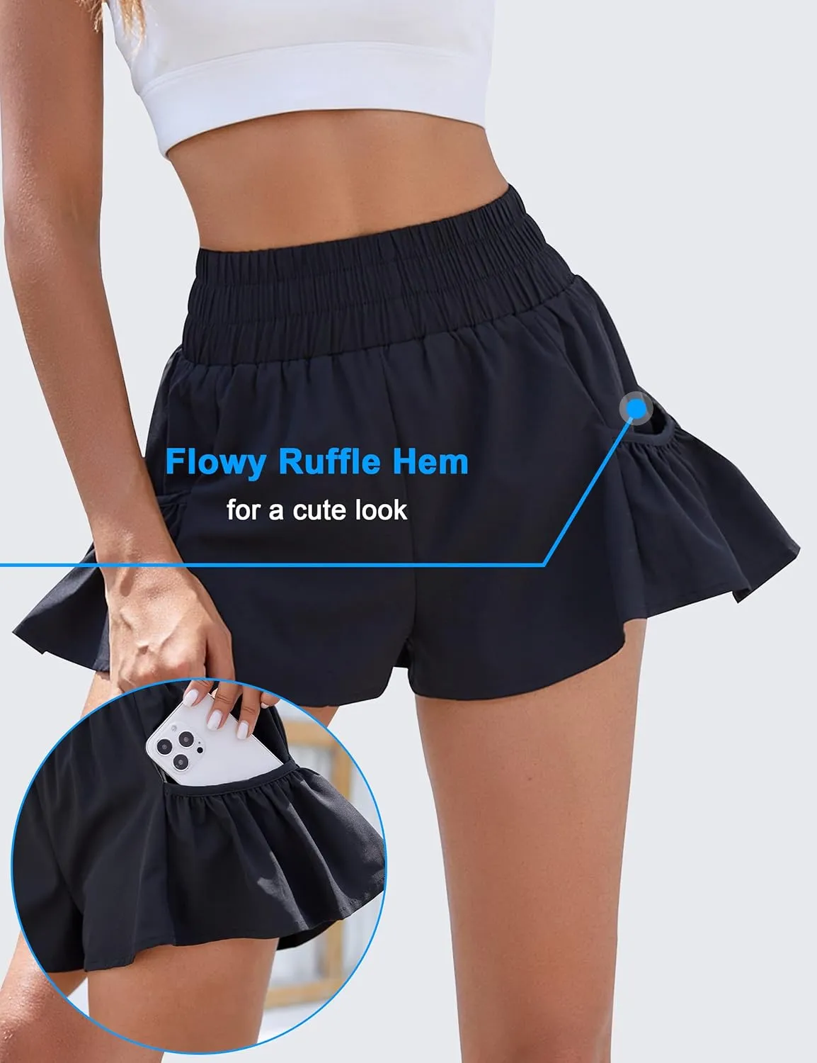 BMJL Womens High Waisted Shorts Athletic Running Shorts Workout Gym Quick Dry Flowy Shorts with Pockets