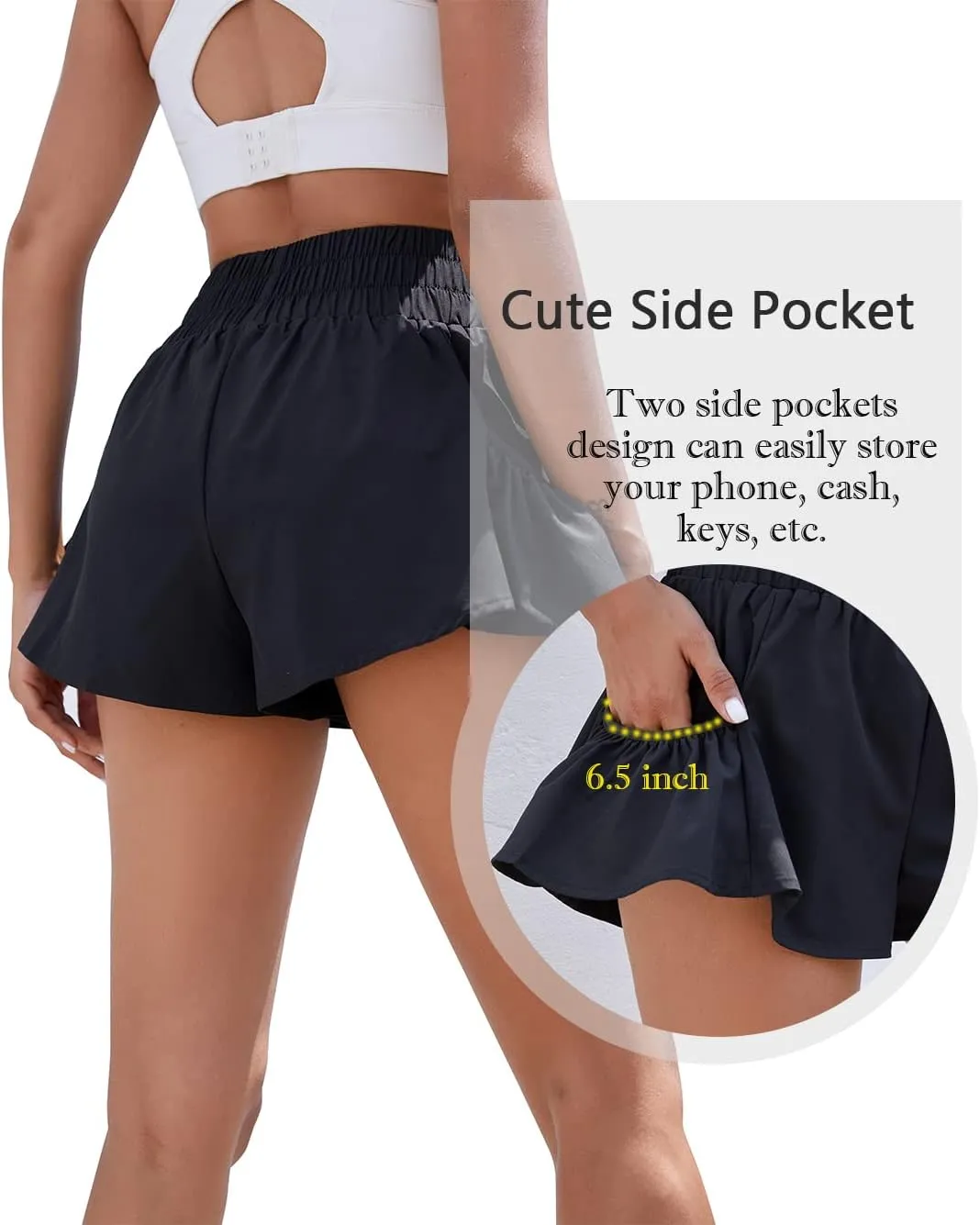 BMJL Womens High Waisted Shorts Athletic Running Shorts Workout Gym Quick Dry Flowy Shorts with Pockets