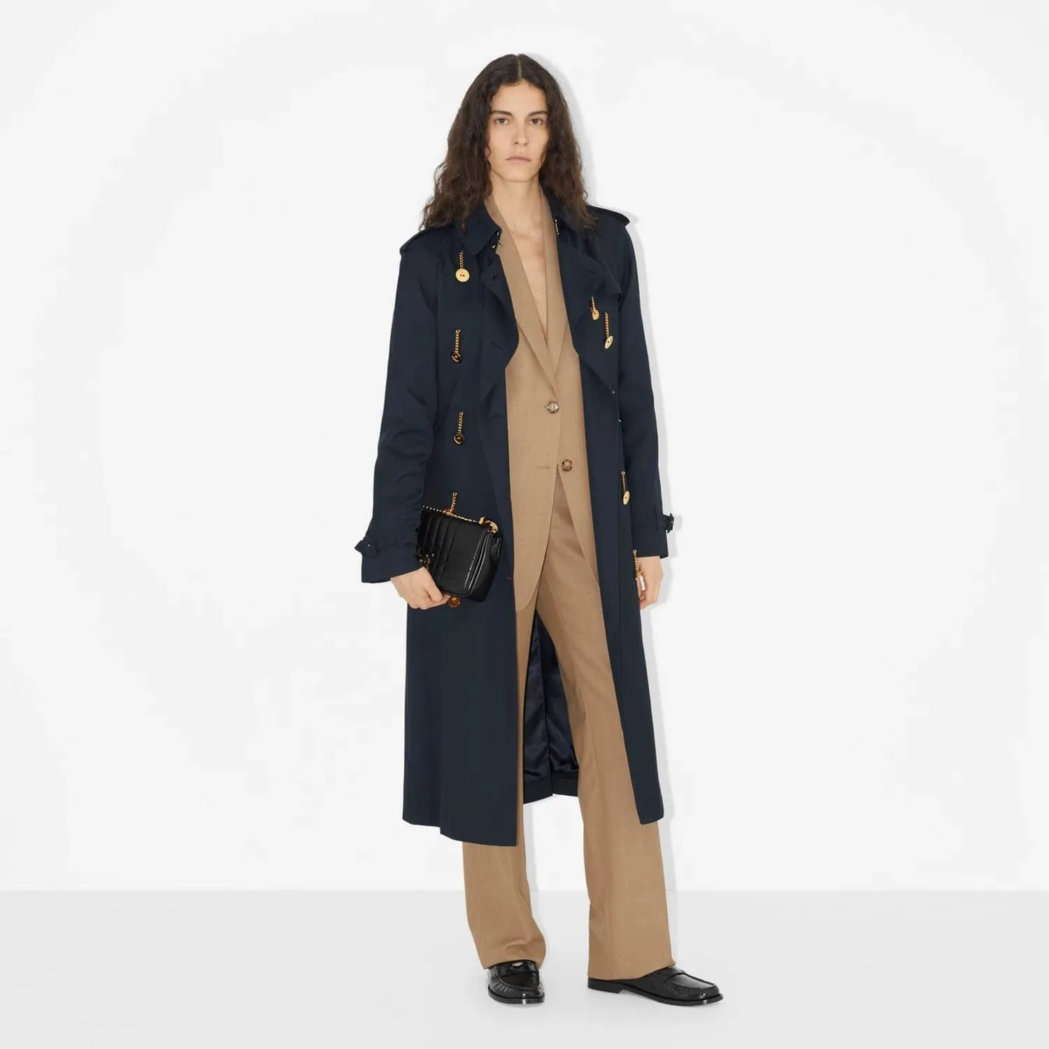 BURBERRY CHAIN-LINK BUTTON VISCOSE TWILL TRENCH COAT