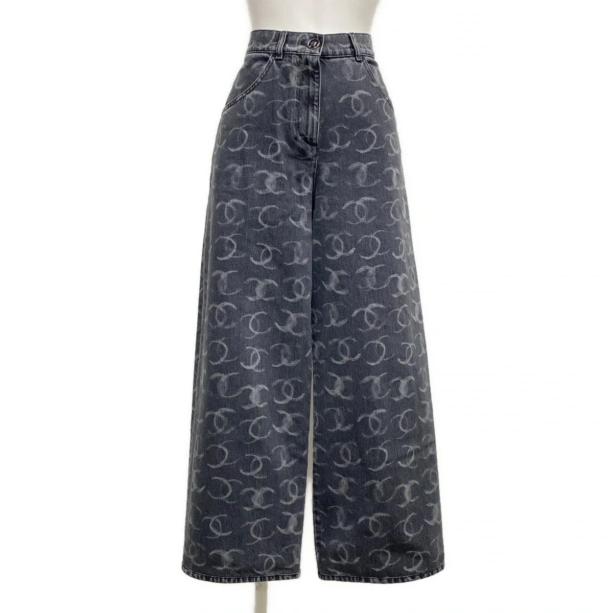 Chanel Dark Grey CC wide leg  jeans