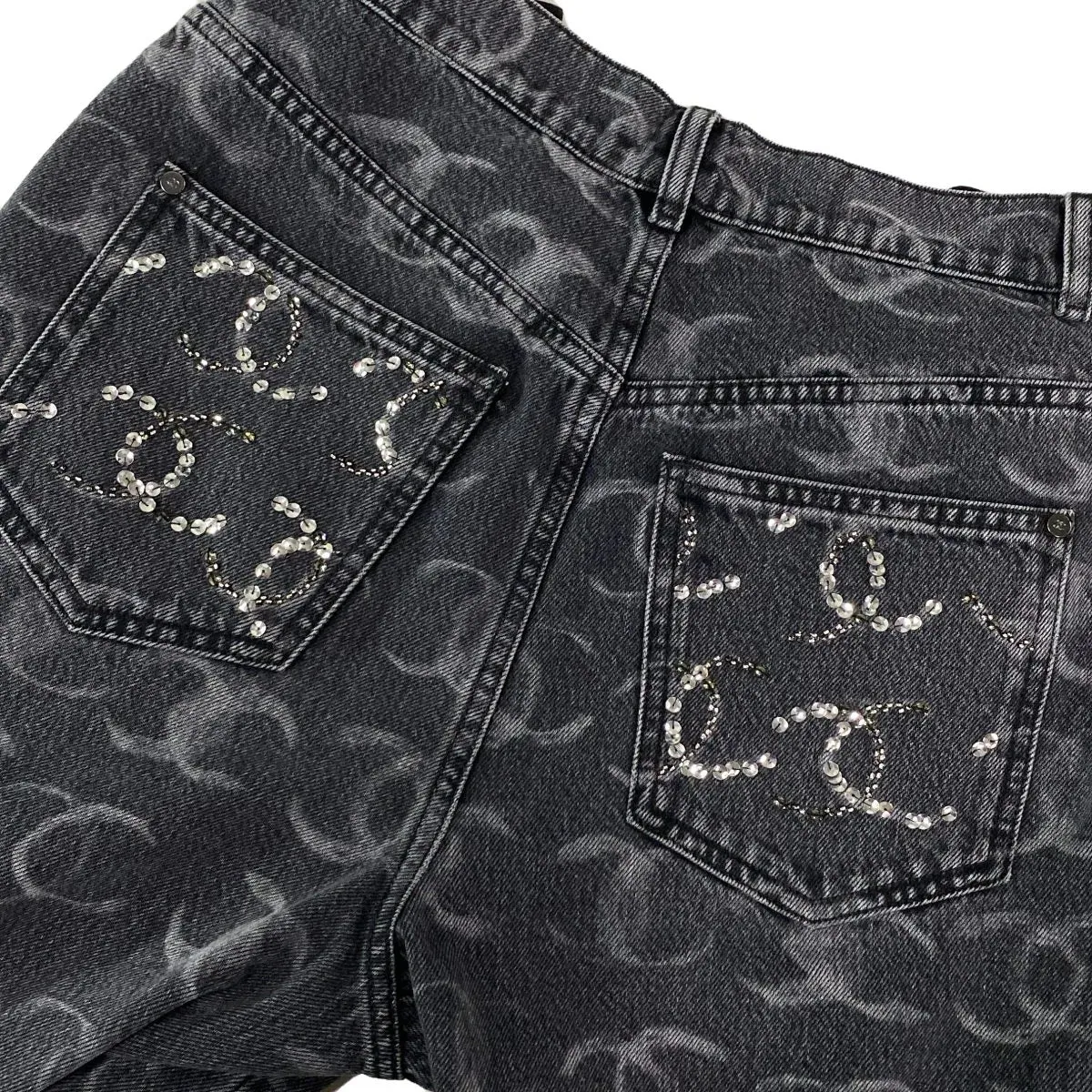 Chanel Dark Grey CC wide leg  jeans