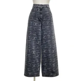 Chanel Dark Grey CC wide leg  jeans