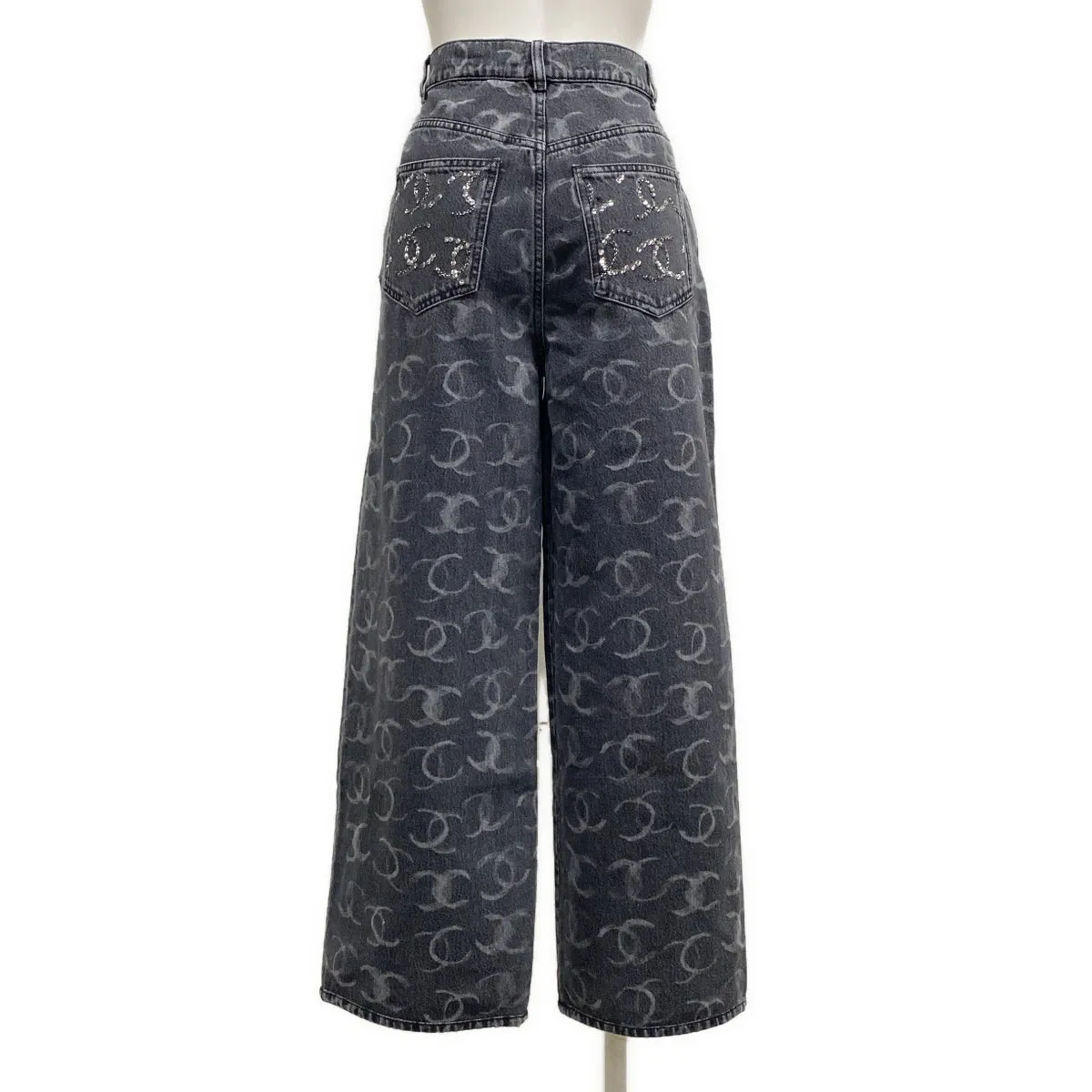 Chanel Dark Grey CC wide leg  jeans