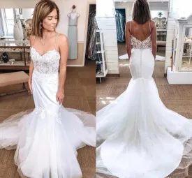 Classic V-neck Spaghetti Straps Mermaid Wedding Dress