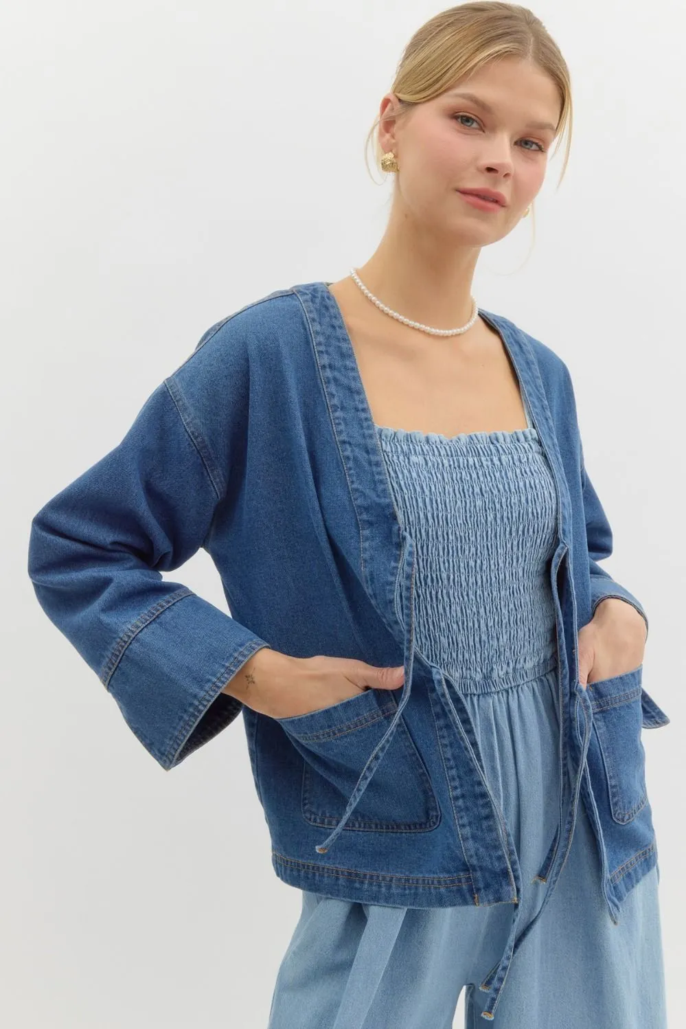CLOVER BOWTIE DENIM JACKET
