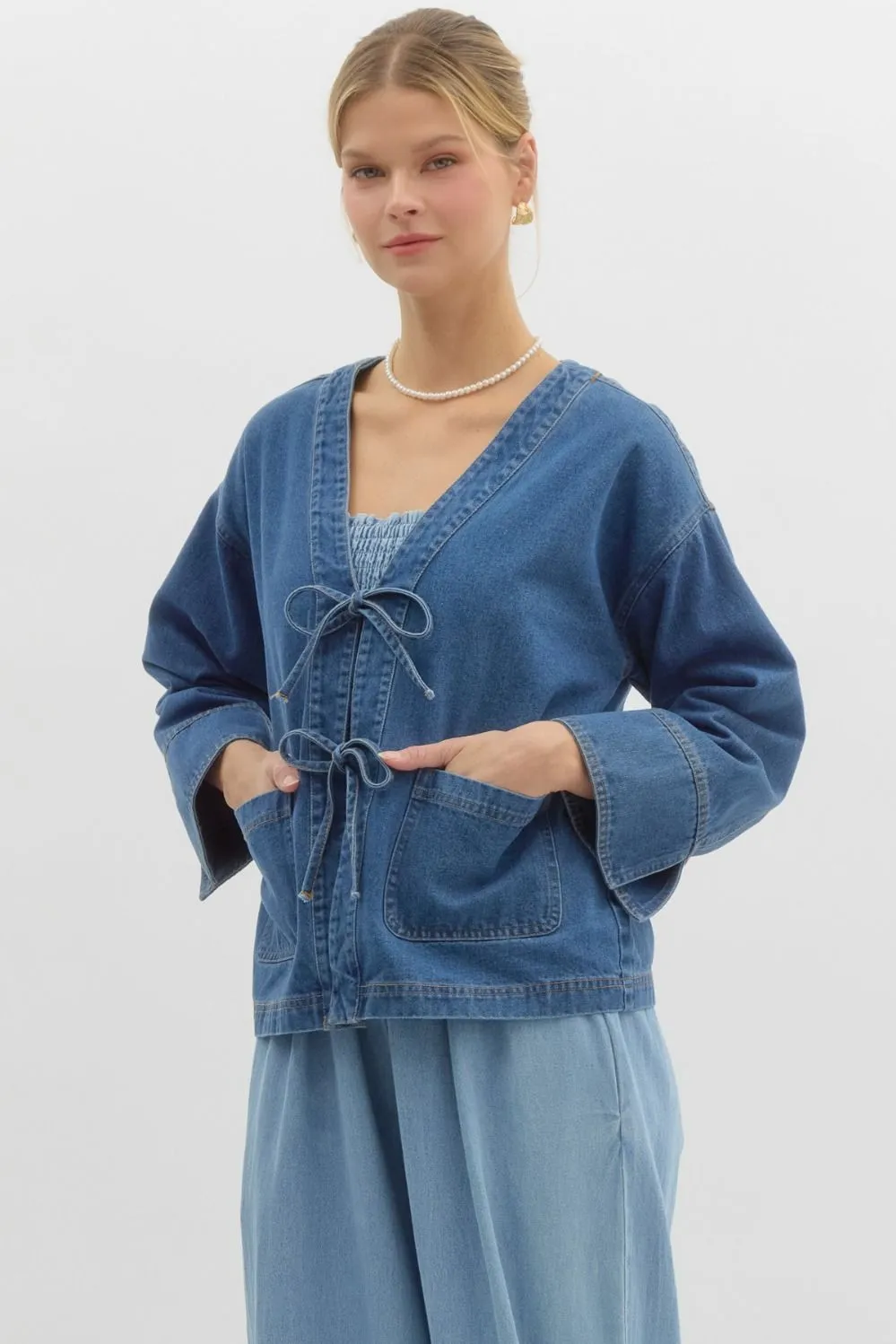CLOVER BOWTIE DENIM JACKET