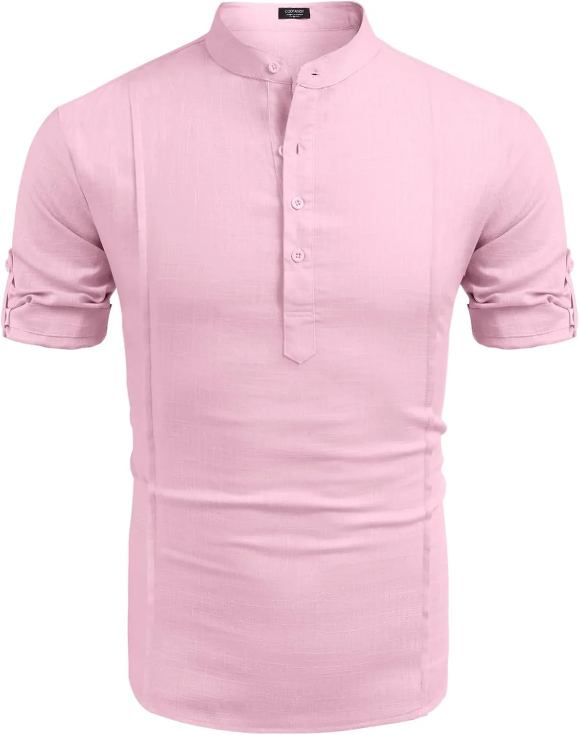 COOFANDY Men's Henley T-Shirts Short Sleeve Casual Button Henley Shirts Band Collar Tee Summer Beach Hippie Shirts