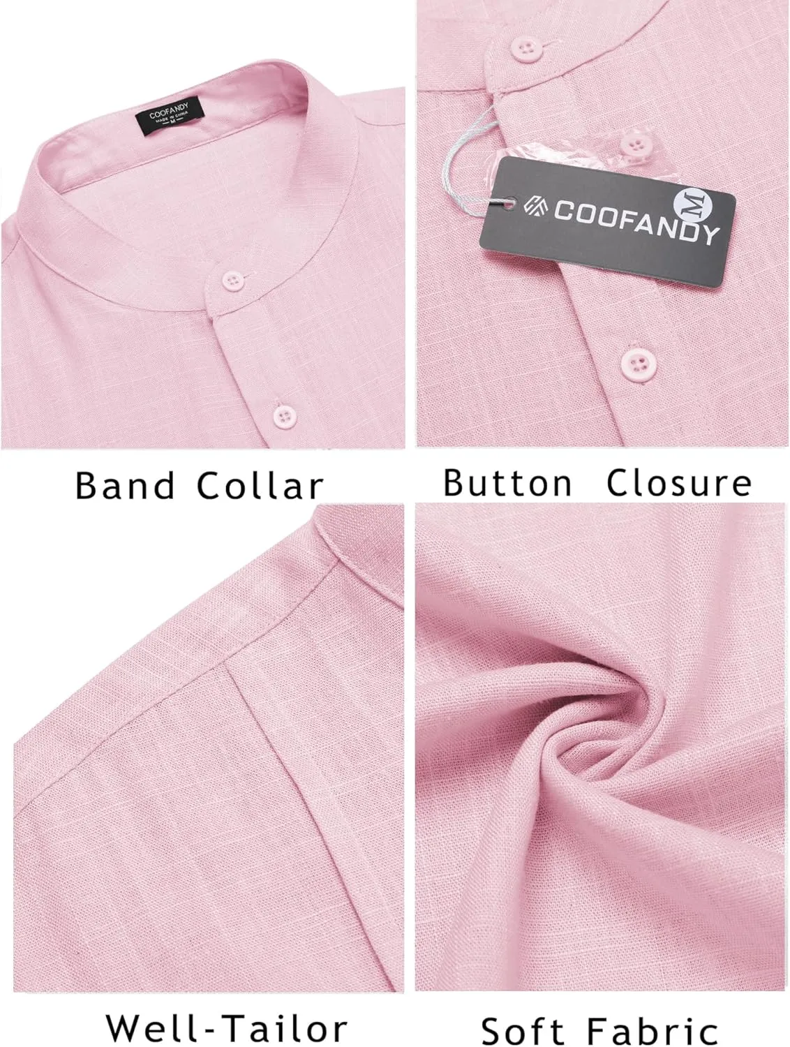 COOFANDY Men's Henley T-Shirts Short Sleeve Casual Button Henley Shirts Band Collar Tee Summer Beach Hippie Shirts