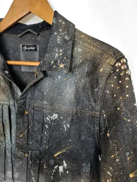 Dark space studded hand painted jacket size M