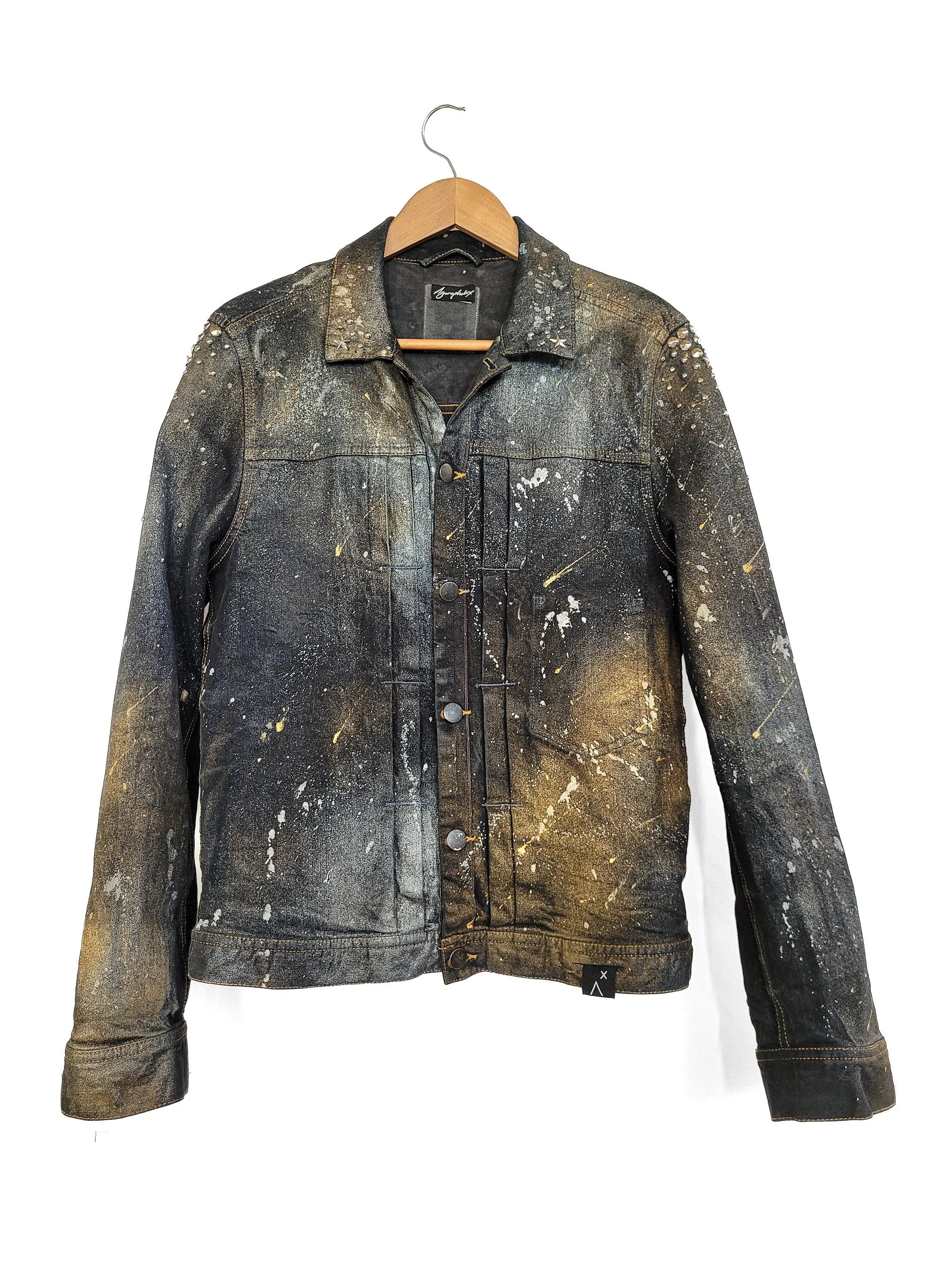 Dark space studded hand painted jacket size M