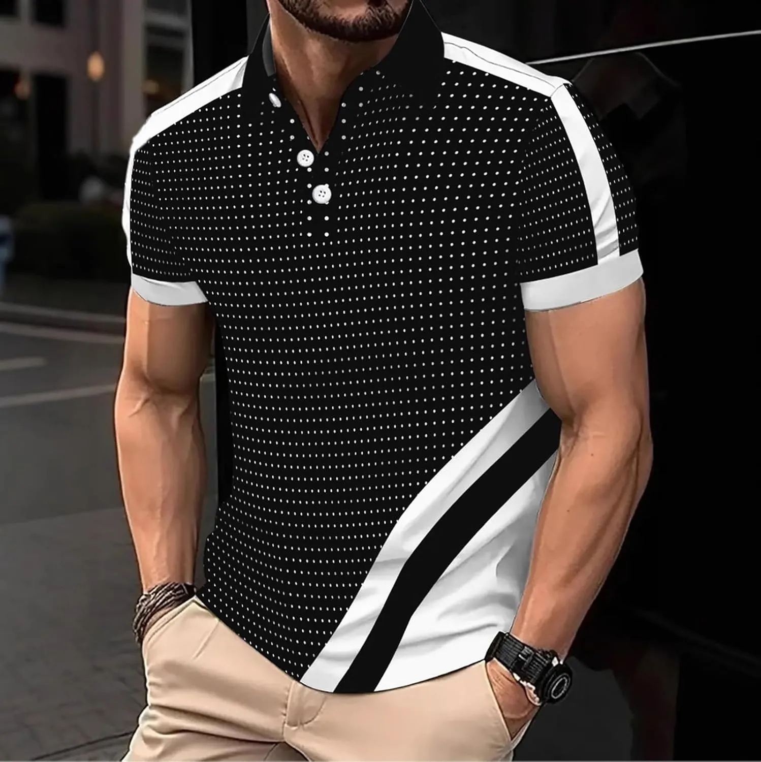 DEEX Men's Polo Shirts Short Sleeve 2025 Casual Polo T Shirt Color Block Slim Fit Summer Collared Golf Shirts