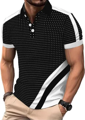 DEEX Men's Polo Shirts Short Sleeve 2025 Casual Polo T Shirt Color Block Slim Fit Summer Collared Golf Shirts