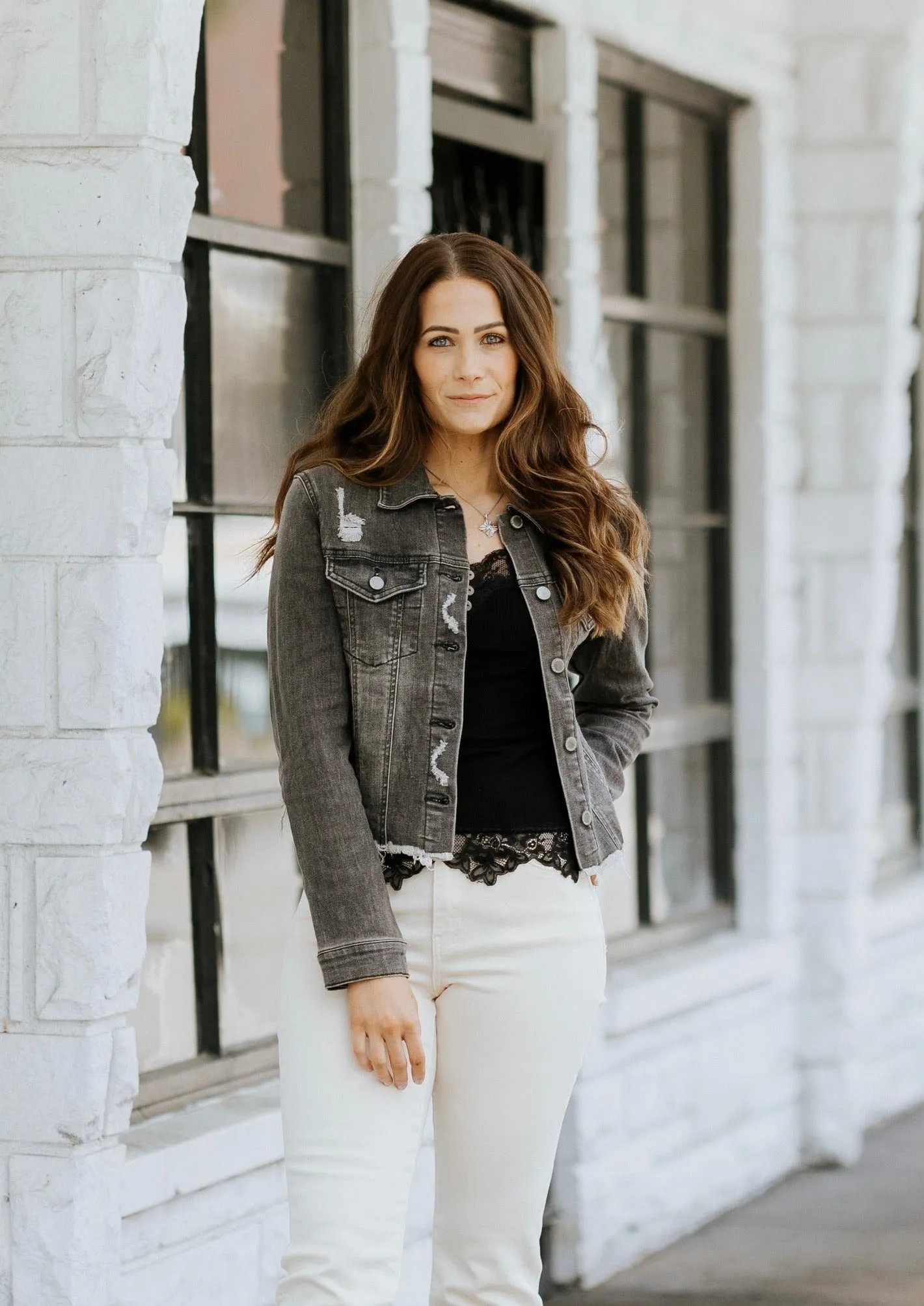 Frayed Hem Washed Jacket
