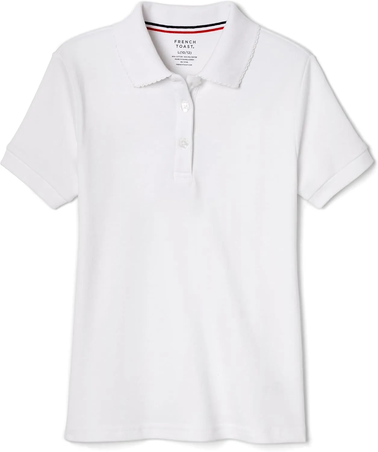 French Toast Girls' Short Sleeve Picot Collar Polo School Uniform Shirt (Standard and Plus)