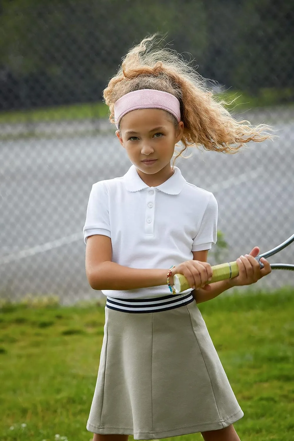 French Toast Girls' Short Sleeve Picot Collar Polo School Uniform Shirt (Standard and Plus)