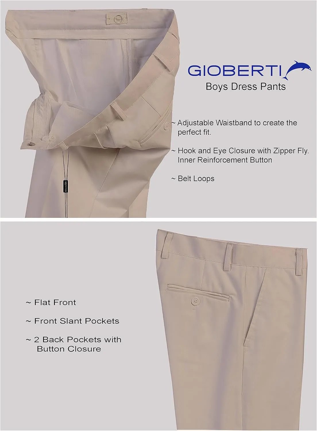 Gioberti Boys Flat Front Dress Pants
