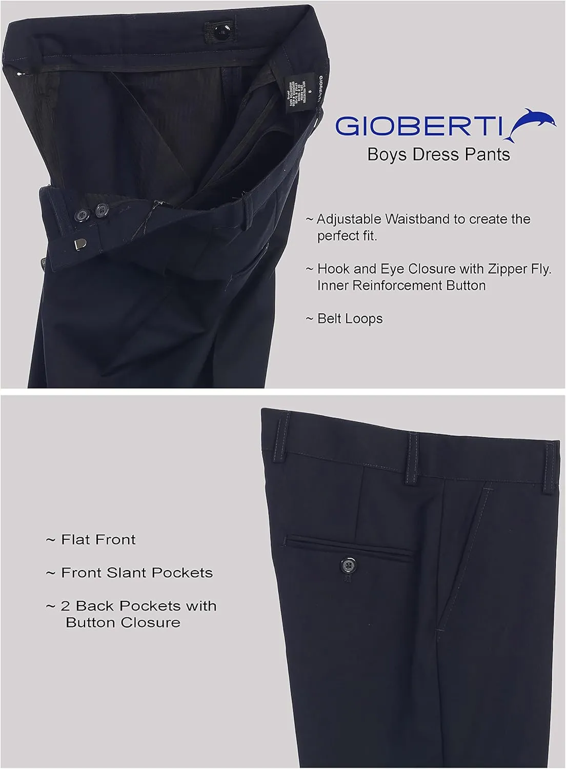 Gioberti Boys Flat Front Dress Pants
