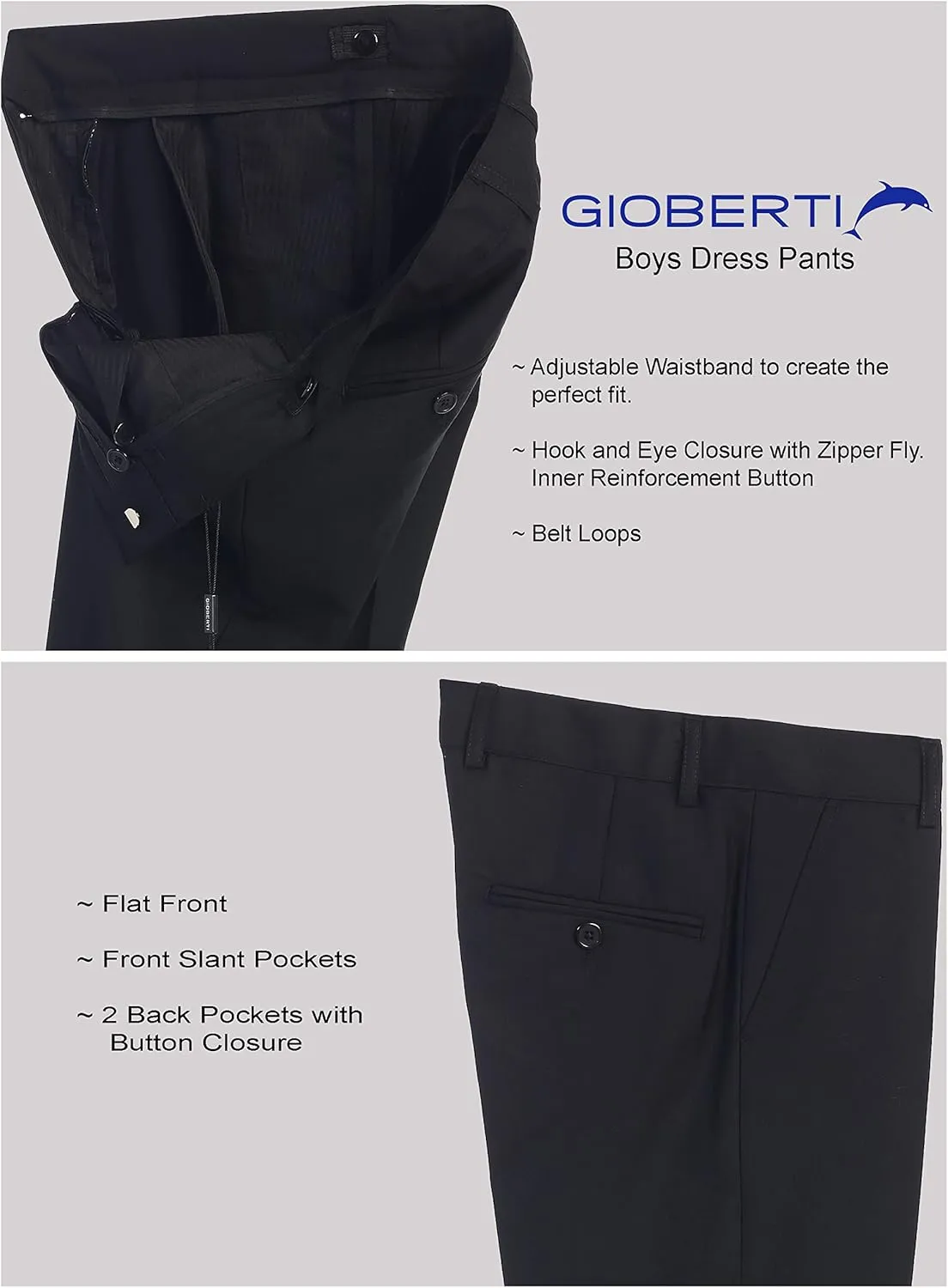 Gioberti Boys Flat Front Dress Pants