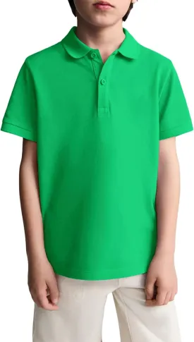 Haloumoning Boys Short Sleeve Pique Polo Shirt School Uniform Shirts for Kids 5-14 Years