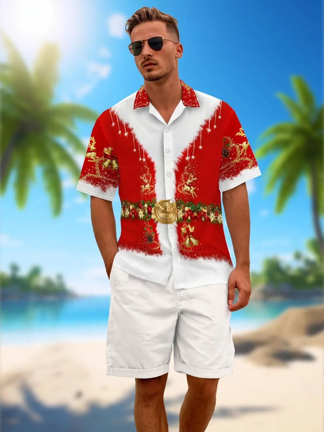 Hawaiian Shirts for Men Summer Beach Casual Short Sleeve Button Down Shirts Novelty Print Tropical Beach Shirts